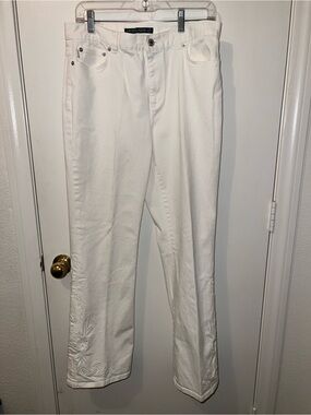 Ralph Lauren white Jeans with Hem Embroidery